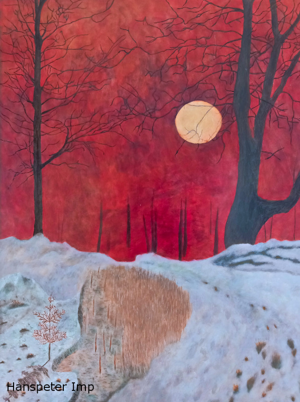 red sky sun snow evening